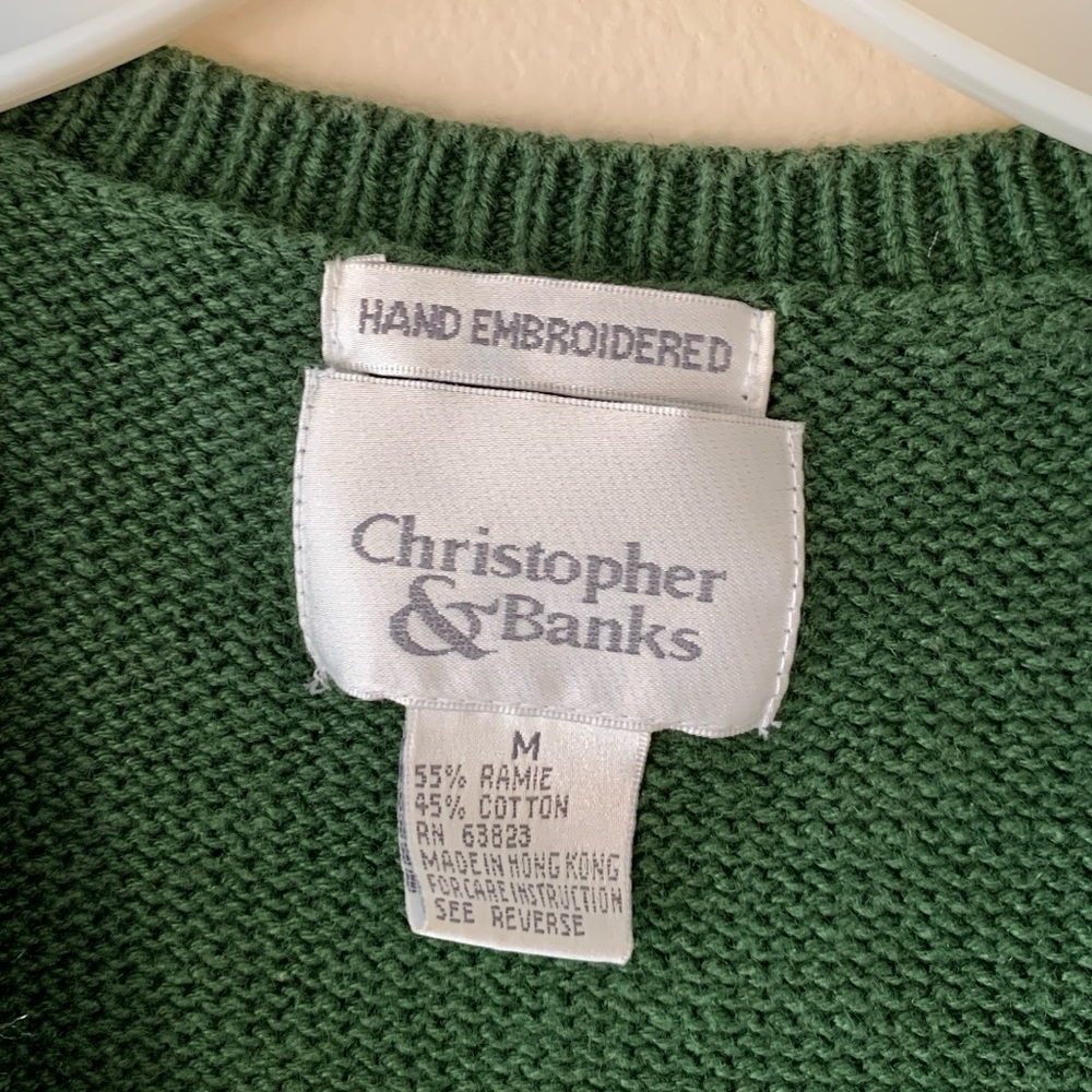 Vintage Hand Embroidered Apples Pumpkins Sheep Farm Scene Fall Sweater Vest M - Picture 2 of 11